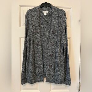 Christopher & Banks Charcoal Double-Breasted Cardigan Sweater size small